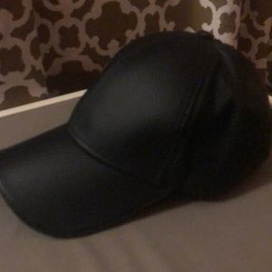 Faux leather baseball hat